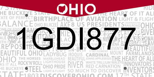 1GDI877 Ohio License Plate