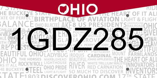 1GDZ285 Ohio License Plate