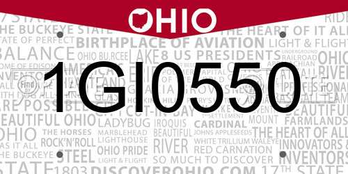 1GI0550 Ohio License Plate