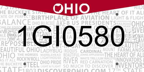 1GI0580 Ohio License Plate