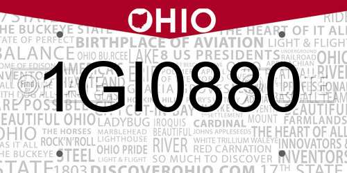 1GI0880 Ohio License Plate