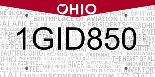 1GID850 Ohio License Plate