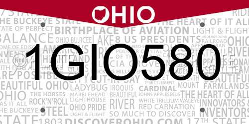 1GIO580 Ohio License Plate