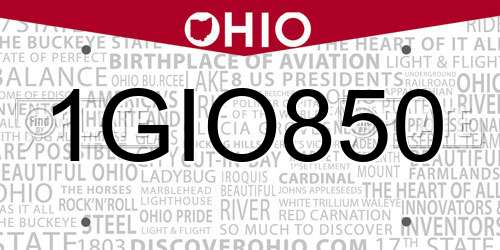 1GIO850 Ohio License Plate