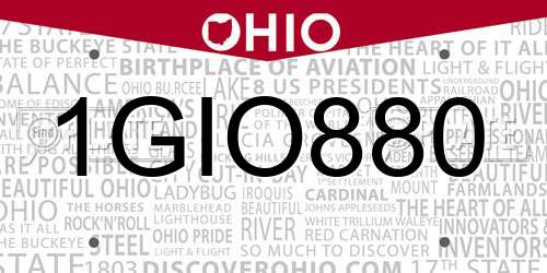 1GIO880 Ohio License Plate