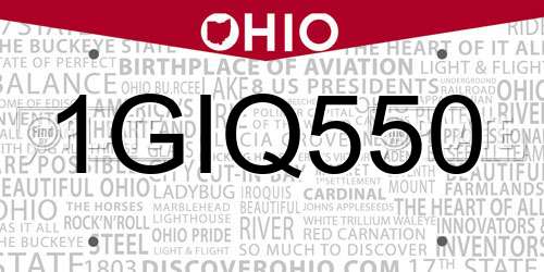 1GIQ550 Ohio License Plate