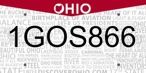 1GOS866 Ohio License Plate
