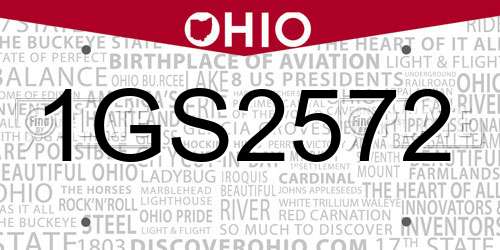 1GS2572 Ohio License Plate