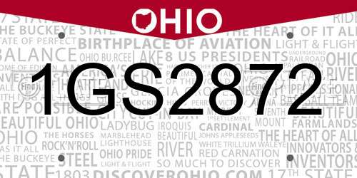 1GS2872 Ohio License Plate