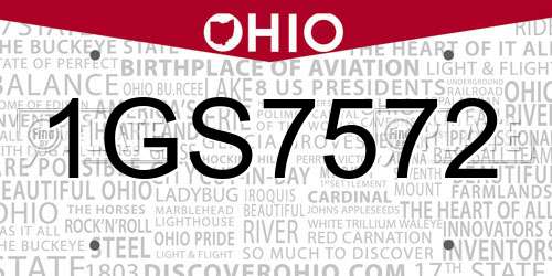1GS7572 Ohio License Plate