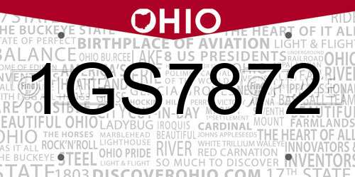 1GS7872 Ohio License Plate