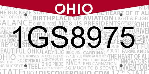 1GS8975 Ohio License Plate