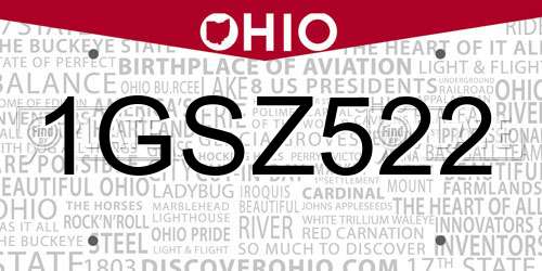 1GSZ522 Ohio License Plate