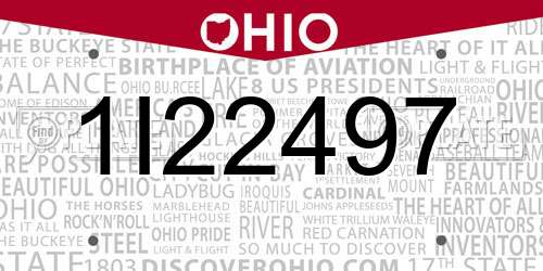 1I22497 Ohio License Plate