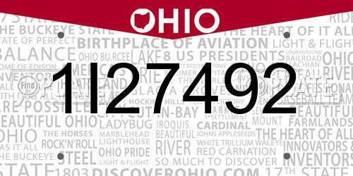 1I27492 Ohio License Plate