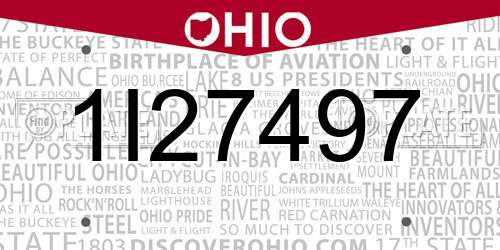 1I27497 Ohio License Plate