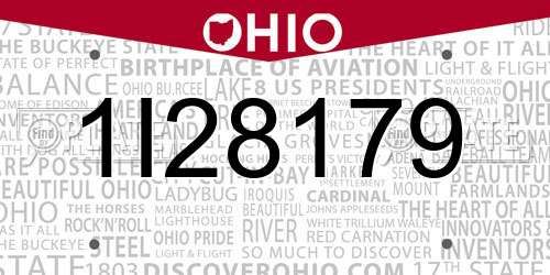 1I28179 Ohio License Plate