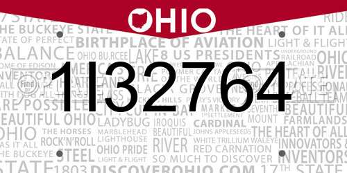 1I32764 Ohio License Plate