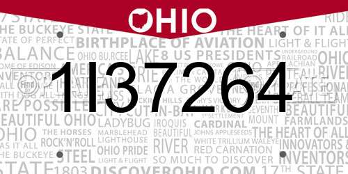1I37264 Ohio License Plate