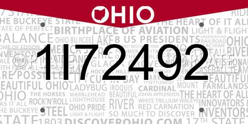 1I72492 Ohio License Plate