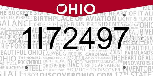 1I72497 Ohio License Plate