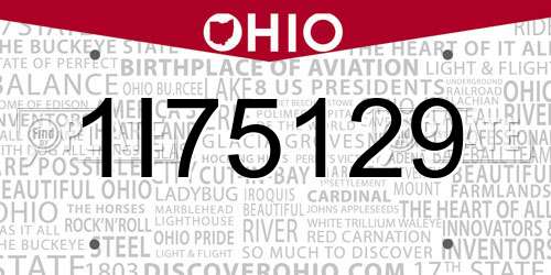 1I75129 Ohio License Plate