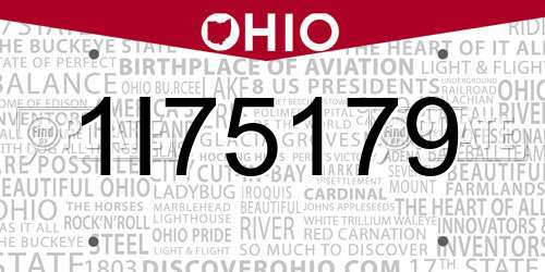 1I75179 Ohio License Plate