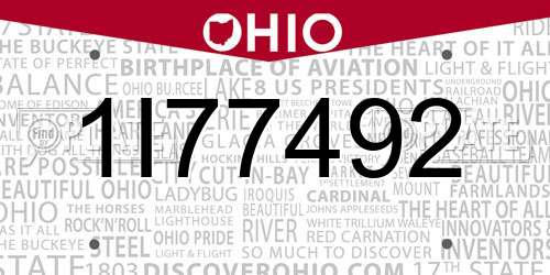 1I77492 Ohio License Plate