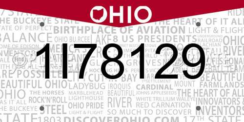 1I78129 Ohio License Plate