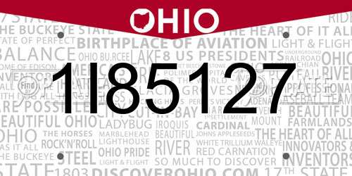 1I85127 Ohio License Plate