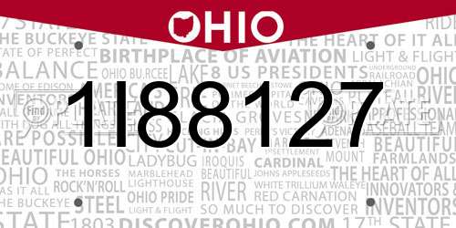 1I88127 Ohio License Plate