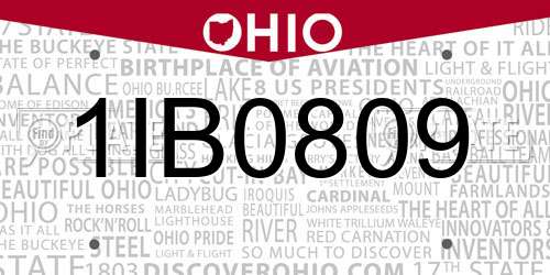 1IB0809 Ohio License Plate