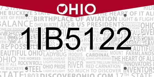 1IB5122 Ohio License Plate