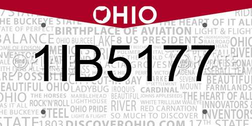 1IB5177 Ohio License Plate
