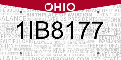 1IB8177 Ohio License Plate
