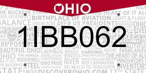 1IBB062 Ohio License Plate