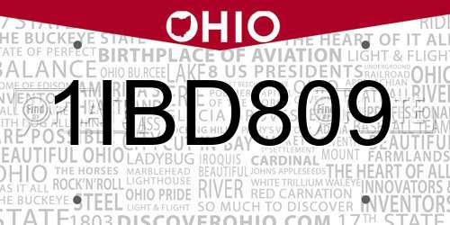 1IBD809 Ohio License Plate