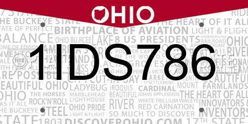 1IDS786 Ohio License Plate