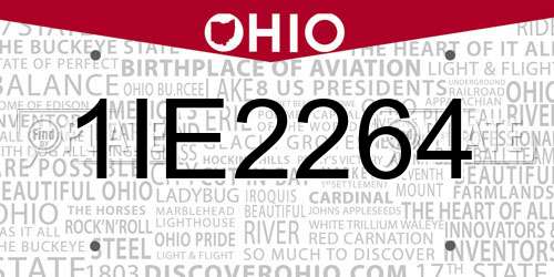 1IE2264 Ohio License Plate