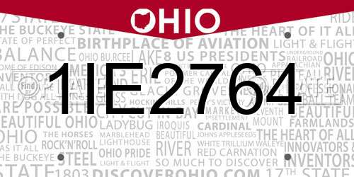 1IE2764 Ohio License Plate