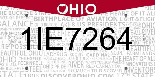 1IE7264 Ohio License Plate