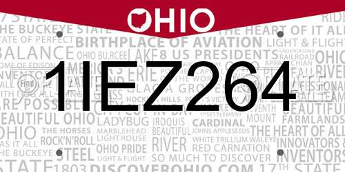 1IEZ264 Ohio License Plate