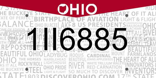 1II6885 Ohio License Plate