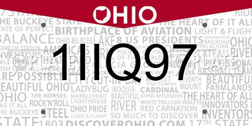 1IIQ97 Ohio License Plate