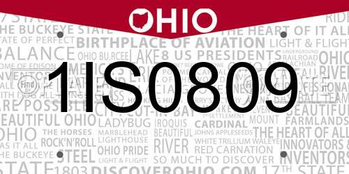 1IS0809 Ohio License Plate
