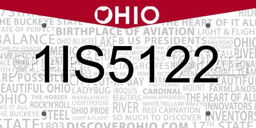1IS5122 Ohio License Plate