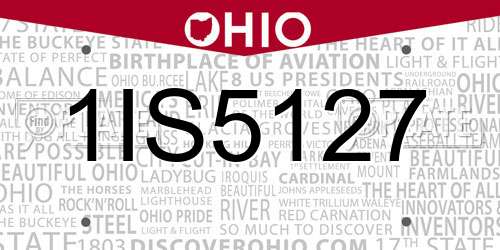 1IS5127 Ohio License Plate