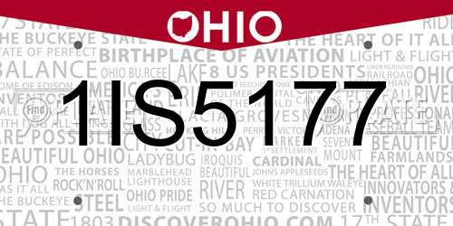 1IS5177 Ohio License Plate