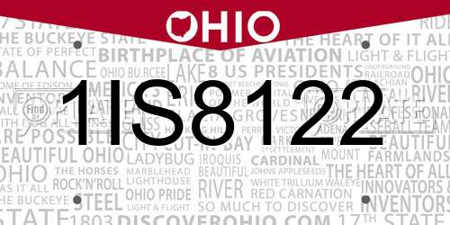 1IS8122 Ohio License Plate