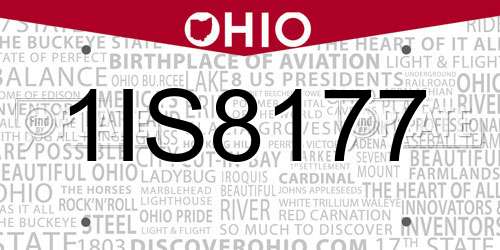 1IS8177 Ohio License Plate